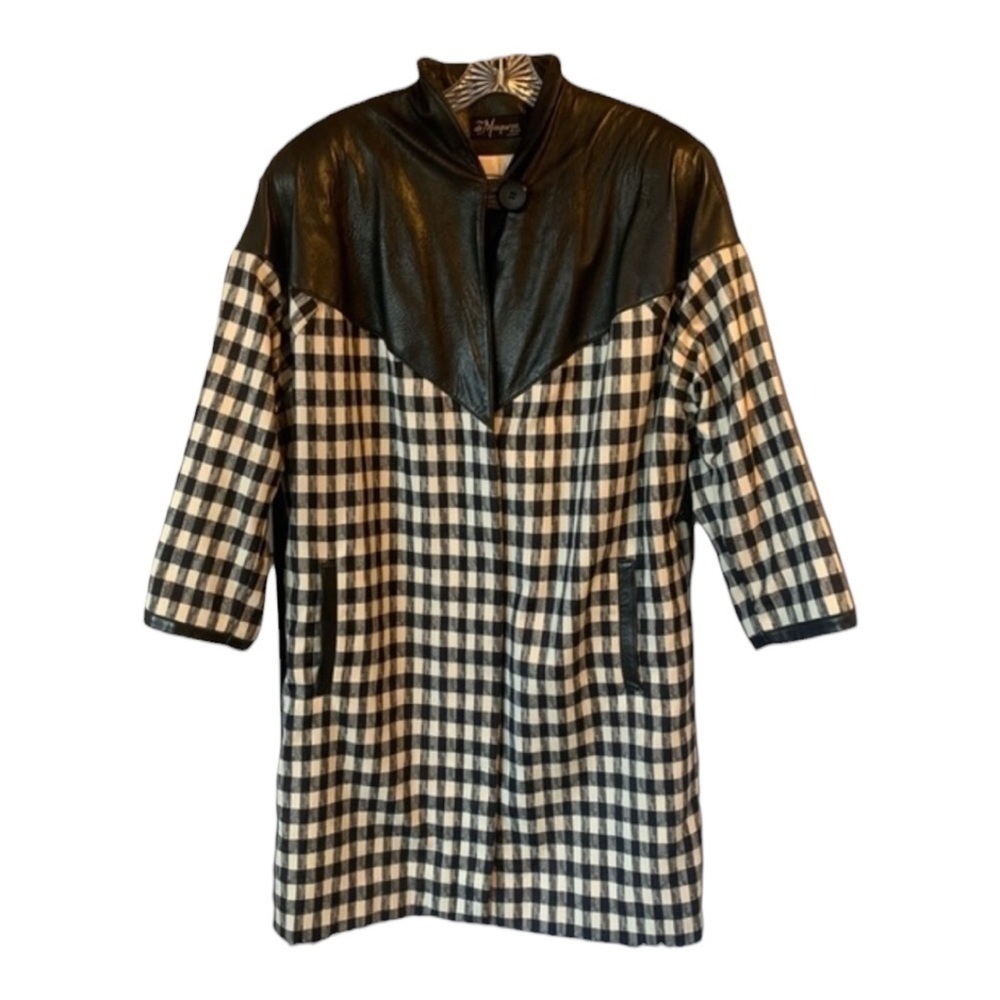 De Marquesa Design Canada Vintage Leather Checkered Black White Jacket XL